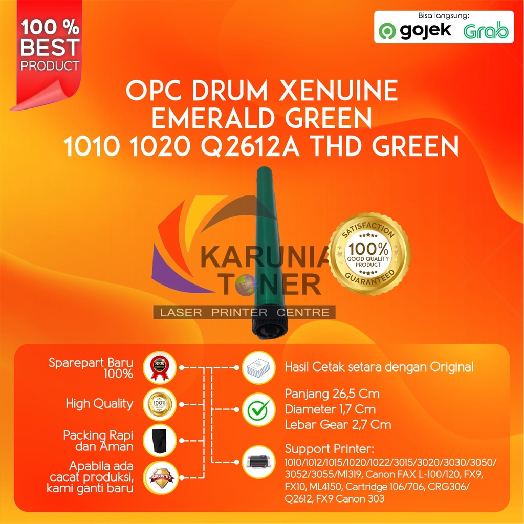 OPC Drum Xenuine Emerald Green 12A Q2612A LaserJet 1010 1012 1015 1020 1018 1022 1022n THD GREEN