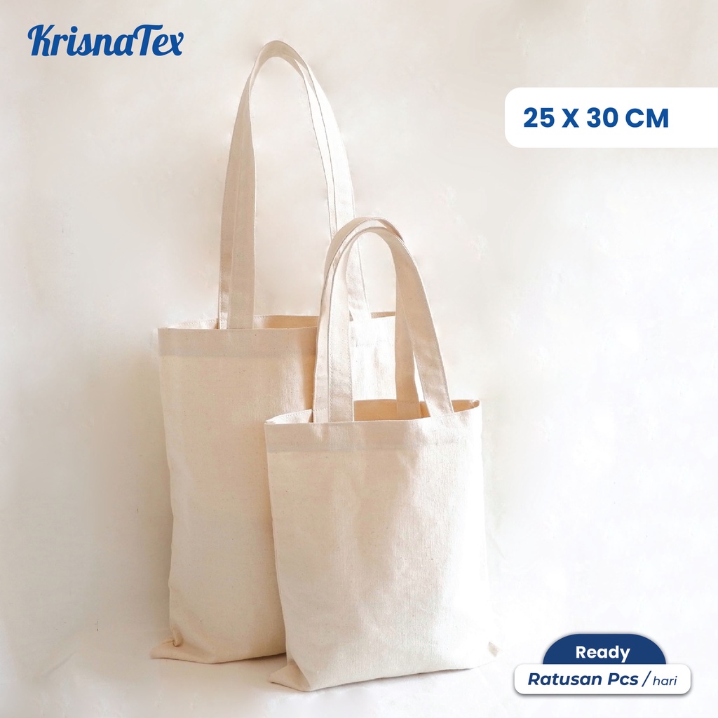 Tote Bag Kanvas Natural Kecil Polos - Tas Belanja Canvas Totebag POTRAIT