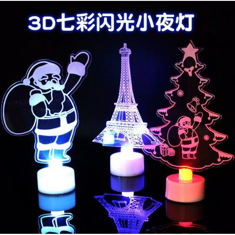 laristerus79 LAMPU 3D akrilik pajangan natal led lampu kamar lampu tidur