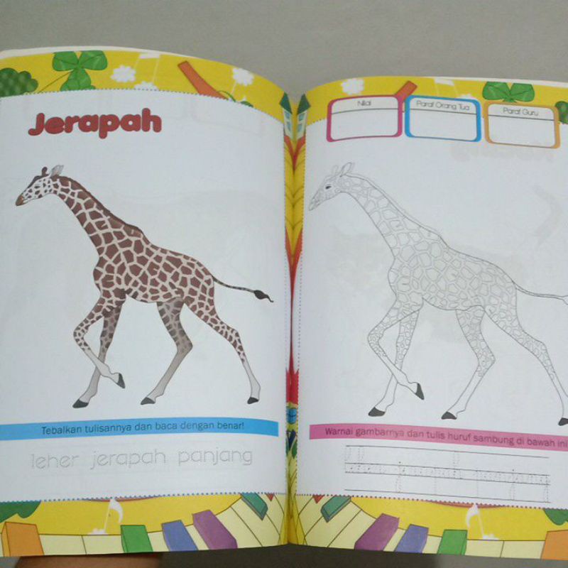Buku Mewarnai Binatang  dan Menulis Huruf Sambung