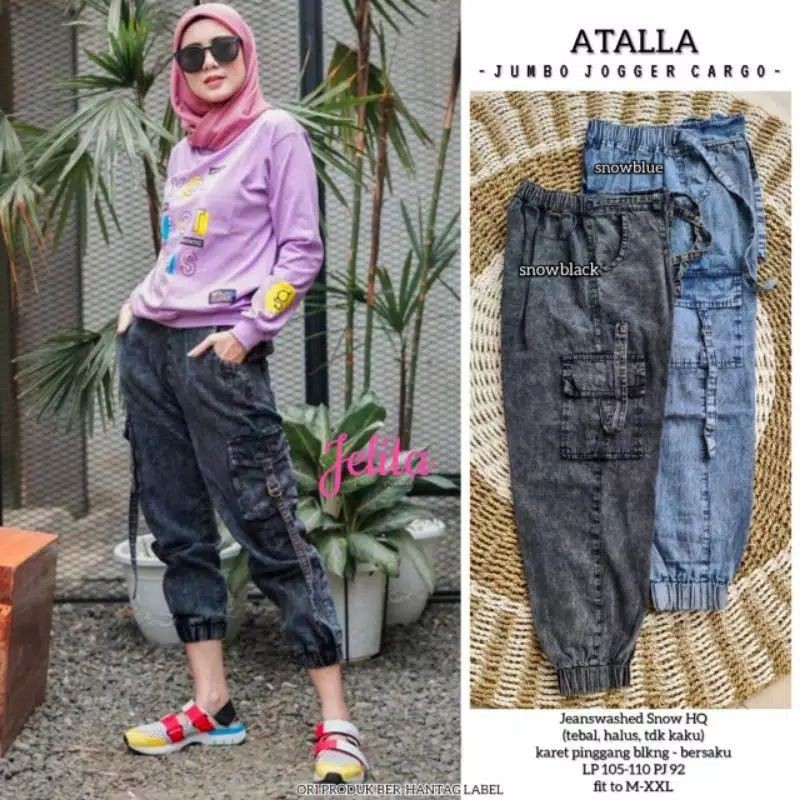 Celana Joger Jeans Jumbo Wanita