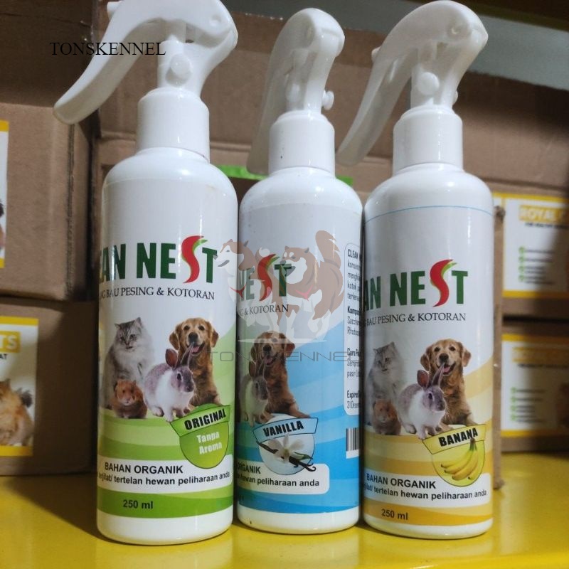 CLEAN NEST penghilang bau pesing dan kotoran kandang kucing anjing kelinci hamster monyet marmut sugar glider 250ml