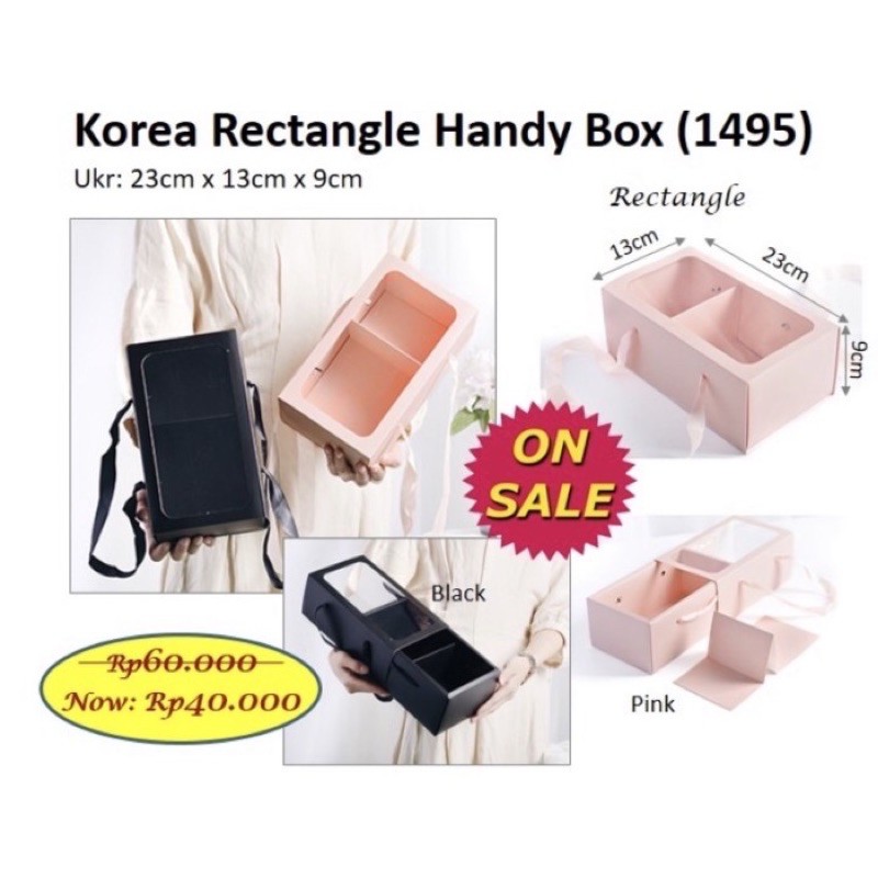 Korea Rectangle Handy Box 1495 Bloombox Aesthetic Bersekat Barang Florist Sistsini Box Bunga