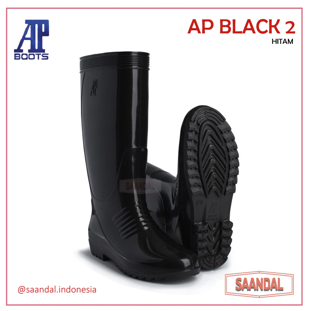 Sepatu Safety Boots Tinggi Hitam AP 2 Perternakan Pertanian Perkebunan Tahan Air Tahan Minyak (BISA SATUAN COD)