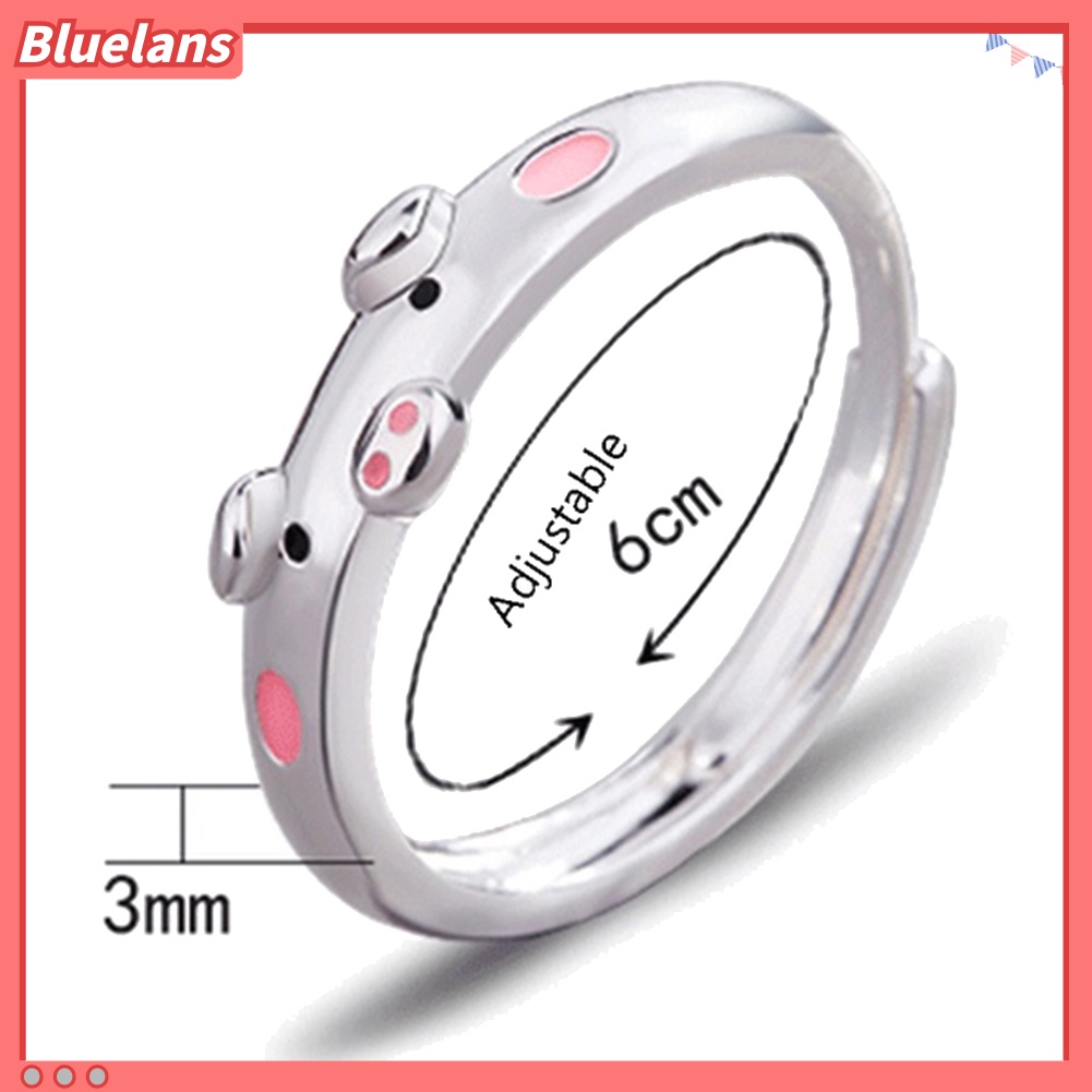 Bluelans Cute Women Cartoon Pig Piggy Opening End Ring Finger Jewelry Birthday Gift