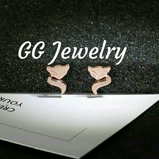 GG Anting Tusuk Aksen Rubah Titanium Rose Gold#AT-107