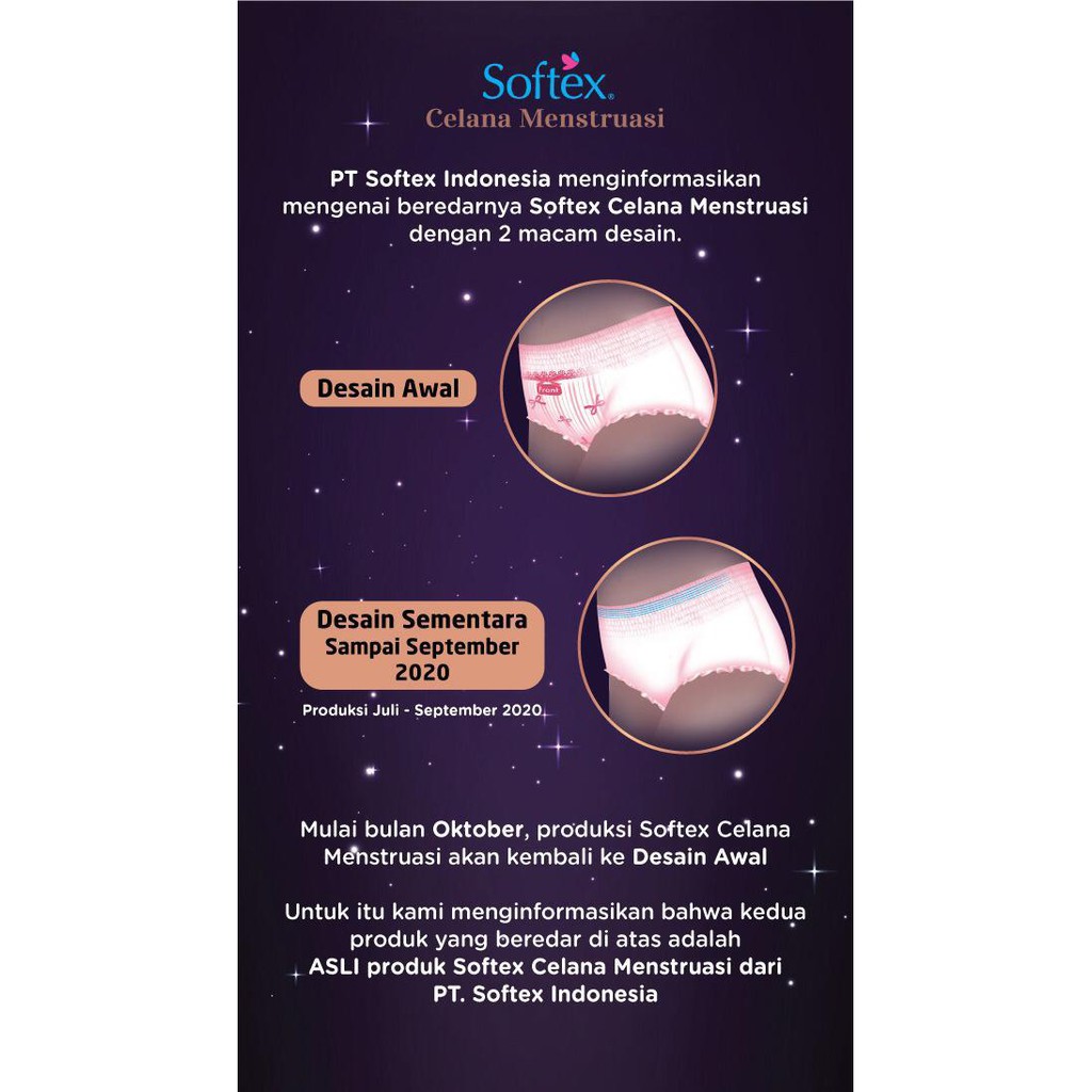 Jual Softex celana menstruasi isi2`s ukuran all size & extra size TANPA