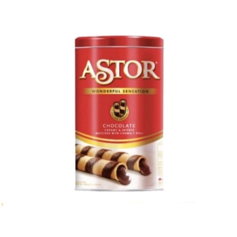 

astor kaleng wafers stick roll double coklat 330g