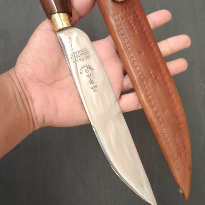 Pisau Seset Kulit - Kerajinan Pisau Seset Cap Garpu Lokall, Sembelih Unggas - Vivistecolection