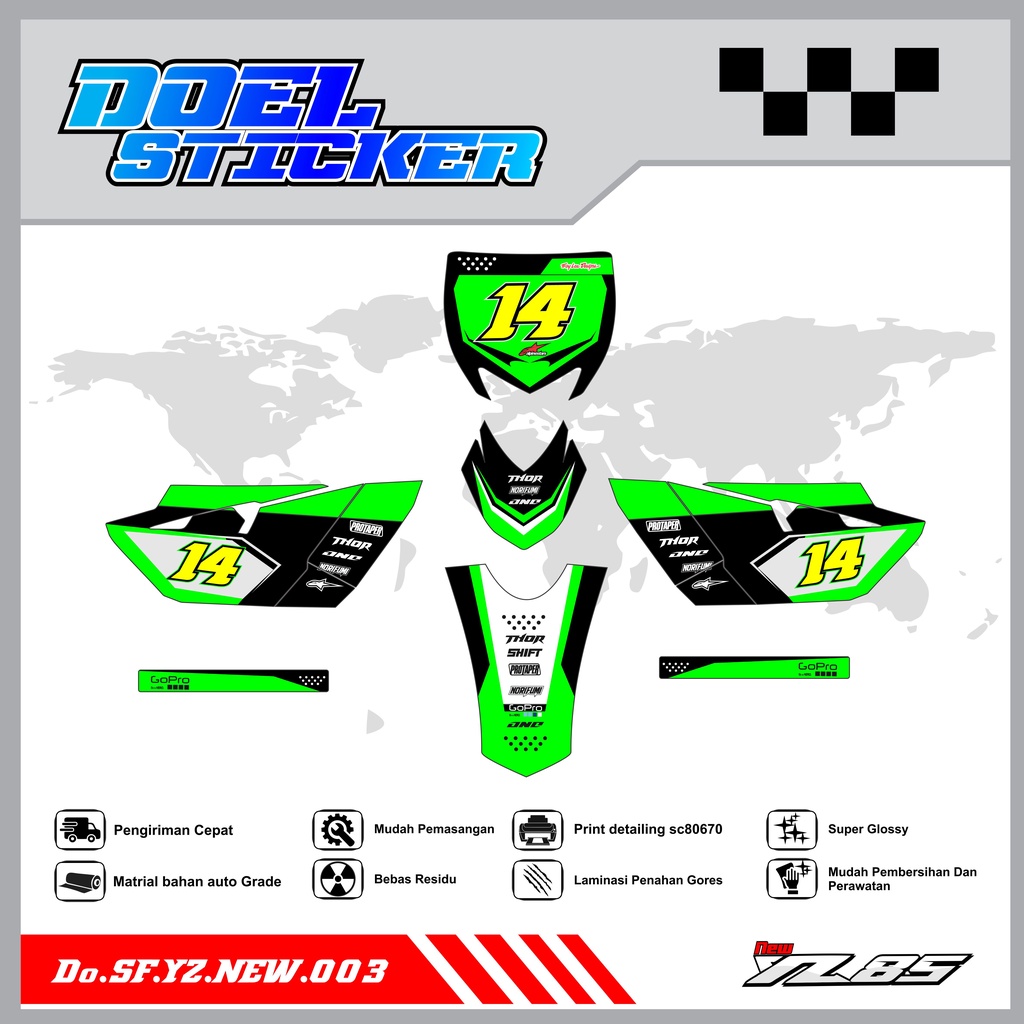 Sticker Striping YZ NEW List Variasi Hologram , Crome Doel 003