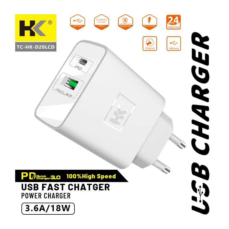 Charger HK TC-D20 LCD Fast Charging 20W QC3.0 Micro / Type-C