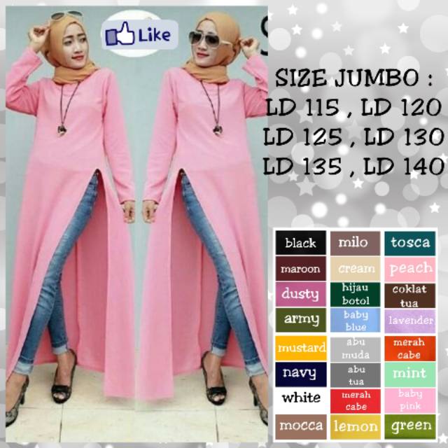 MAXI DRESS BELAH JUMBO LD 115 / LD 120 / LD 125 / LD 130 / LD 135 / LD 140 BUSANA MUSLIM SLIT MAXI
