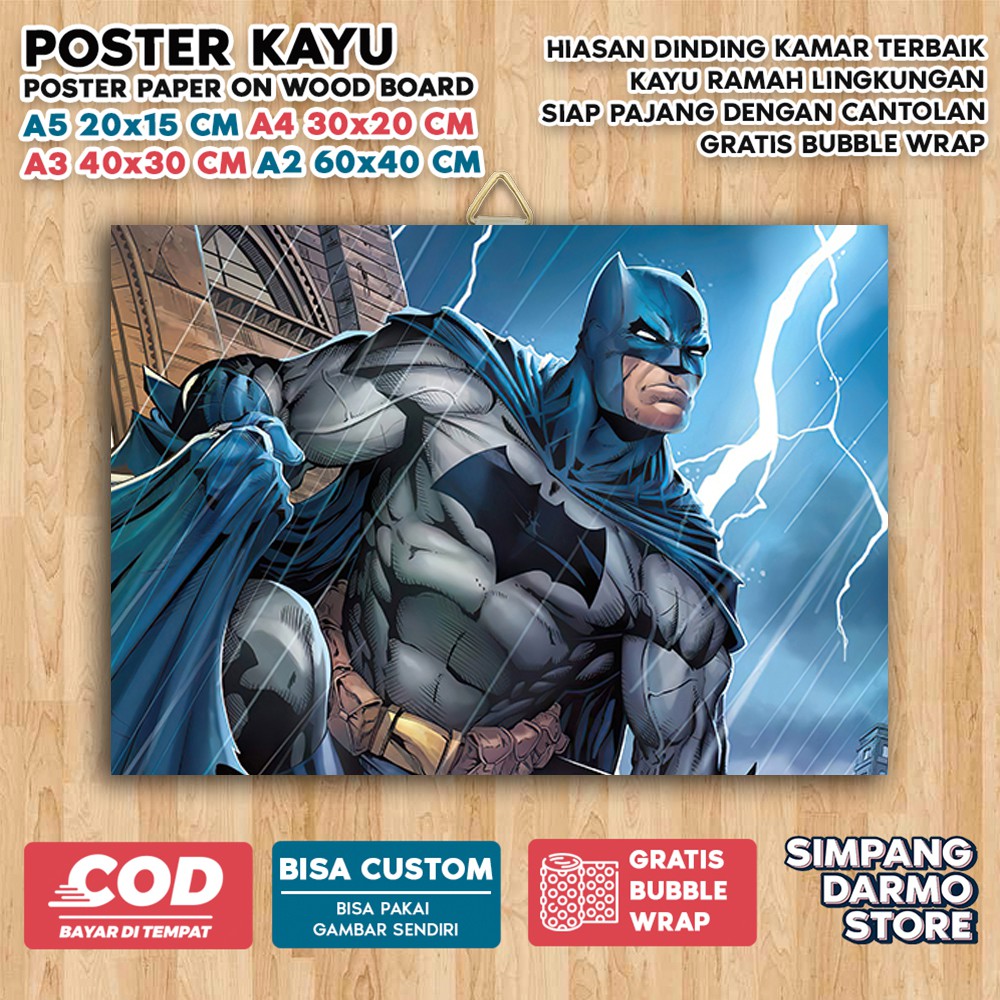 Jual Poster Kayu Dark Aesthetic Batman Tema Superhero Dc Pahlawan Super Hero Justice Leguea 6323