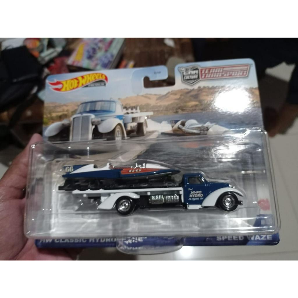 Hotwheels transport classic hydroplane & truck  speed wave ban karet