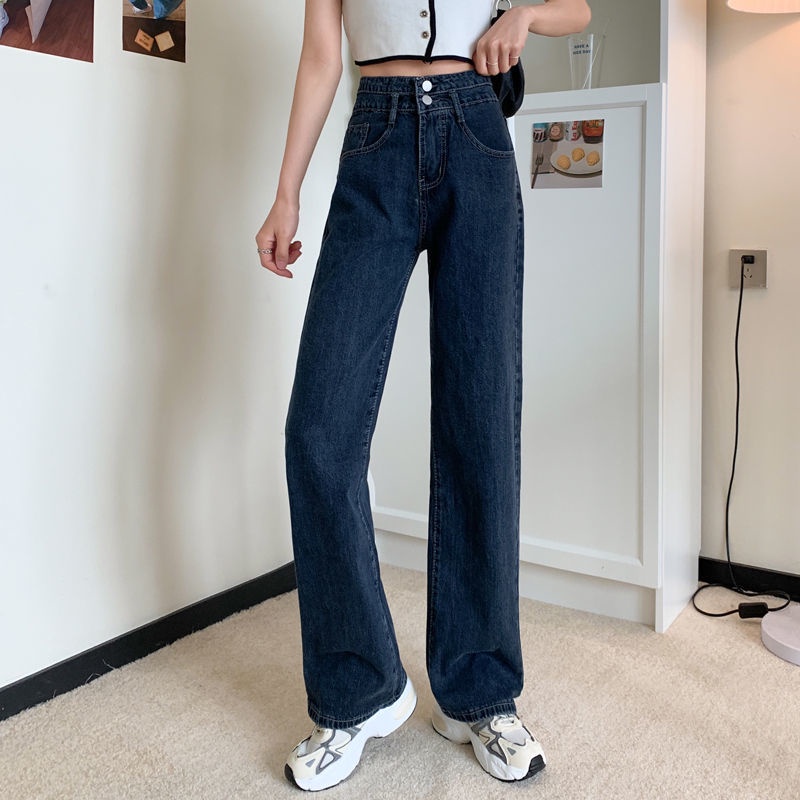 New Korean Style High Waist Murah Longgar Celana Jeans Panjang Wanita Import