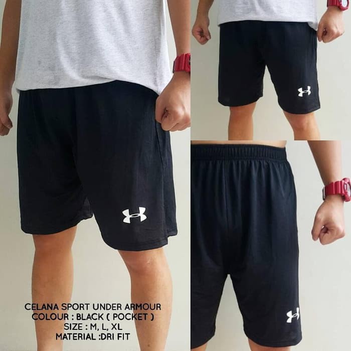 Celana Olahraga /Running / Fitness / Pendek UnderArmour - Hitam