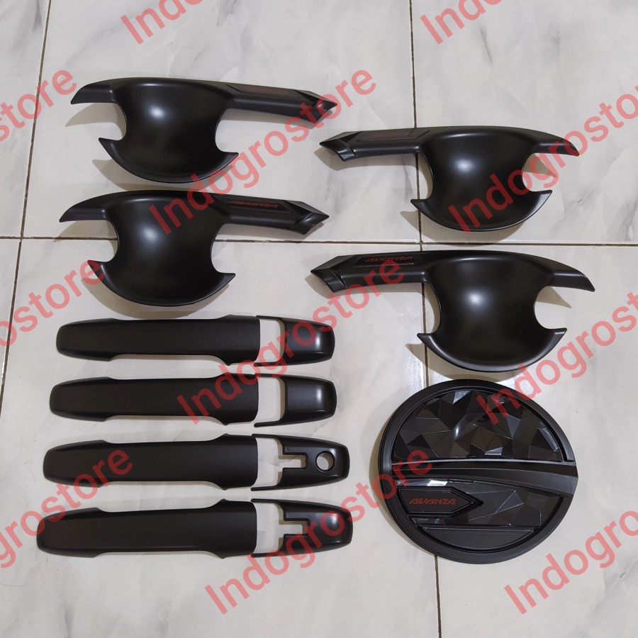 PAKET COVER TANGKI HANDLE &amp; OUTER HITAM MOBIL TOYOTA NEW AVANZA VELOZ 2022 KEYLESS