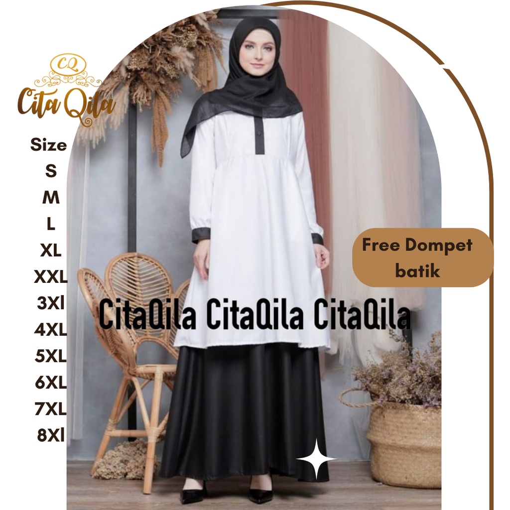 GAMIS HITAM PUTIH TUNIK BAHAN TOYOBO