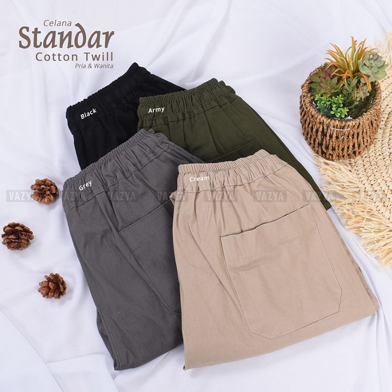 Basic Pants / Celana Standar Cotton Twill Stretch Import Unisex