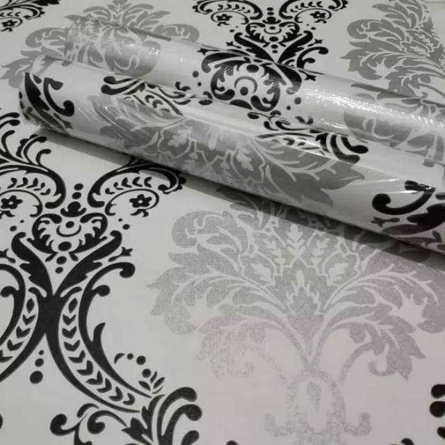 Walpaper dinding batik hitam silver 50 || Wallpaper batik hitam silver