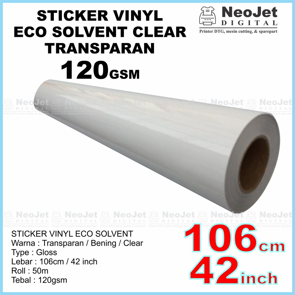 

Sticker Vinyl ECO SOLVENT Roll 106 cm 42 inch Transparan Bening 50 m