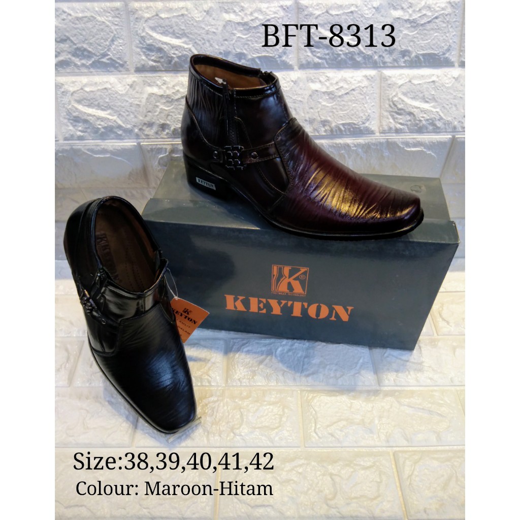 KEYTON (BFT 8313) - MAROON, HITAM - SEPATU BOOT FORMAL PRIA