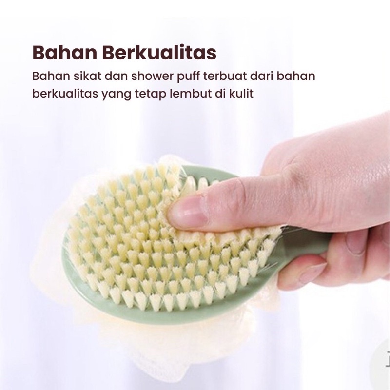 Sikat Punggung Shower Puff Mandi 2in1