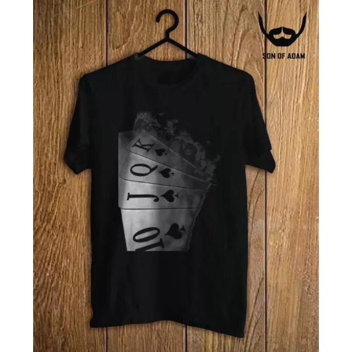 Baju Kaos Fashion Pria Sablon DTG Desain Kartu Remi Terlaris