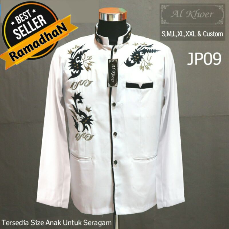Jasko Jas koko bordir modern / Busana muslim / Seragam keluarga / Baju lebaran / Koko Exlusive