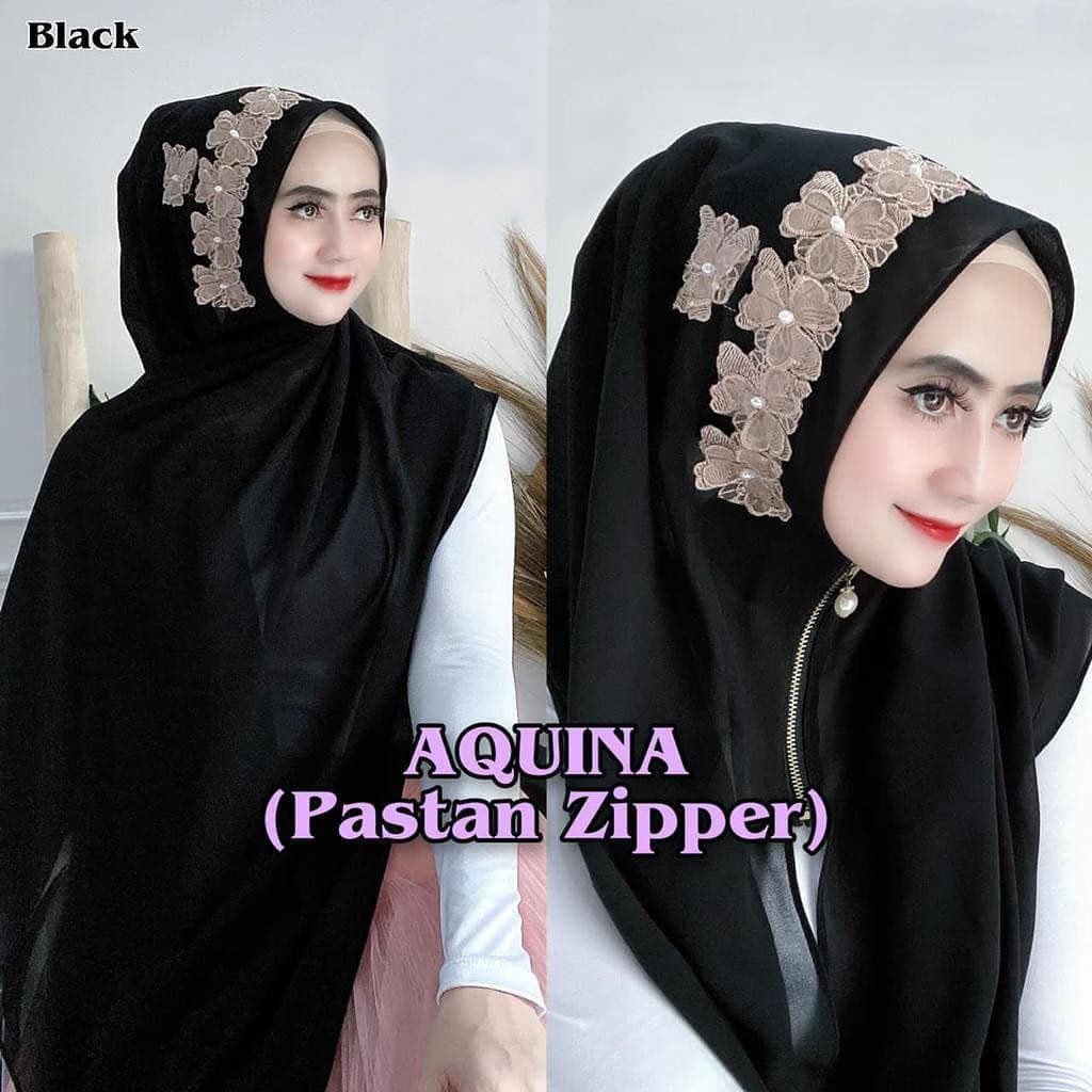 Termurah Pashmina Instan Ziper Aquina / hijab instan / hijab terbaru / hijab unik / hijab payet