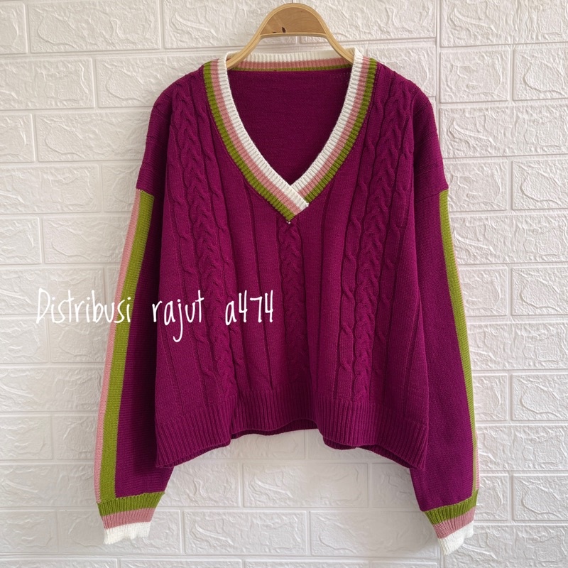 LUNA KNITS SWEATER  RAJUT CROP TOP MOTIF CABLE