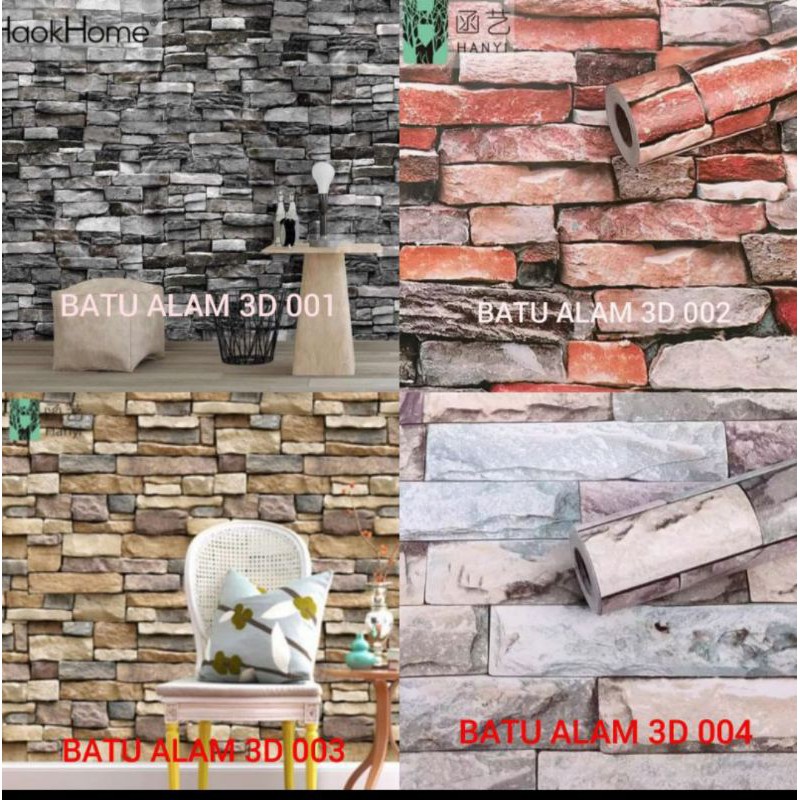 Wallpaper stiker dinding termurah batu alam 3D