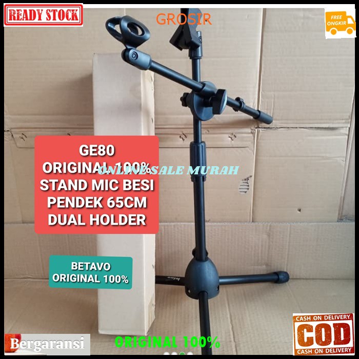 G80 Betavo stand mic 65cm mik dual dobel GE80 ORIGINAL 100% double kaki tiga holder standing microphone penyangga universal mikrophone tiang pegangan tripod asli gantungan hanger asli  G80   Bisa semua jenis mic  Bahan besi  Bisa diatur ketinggian nya 35-