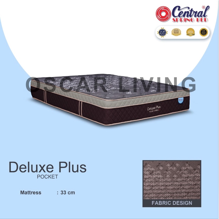 Central Kasur Springbed Deluxe Plus Pocket Spring Bed Tebal 33 Cm Coklat [MATTRESS ONLY/Khusus Jabodetabek]