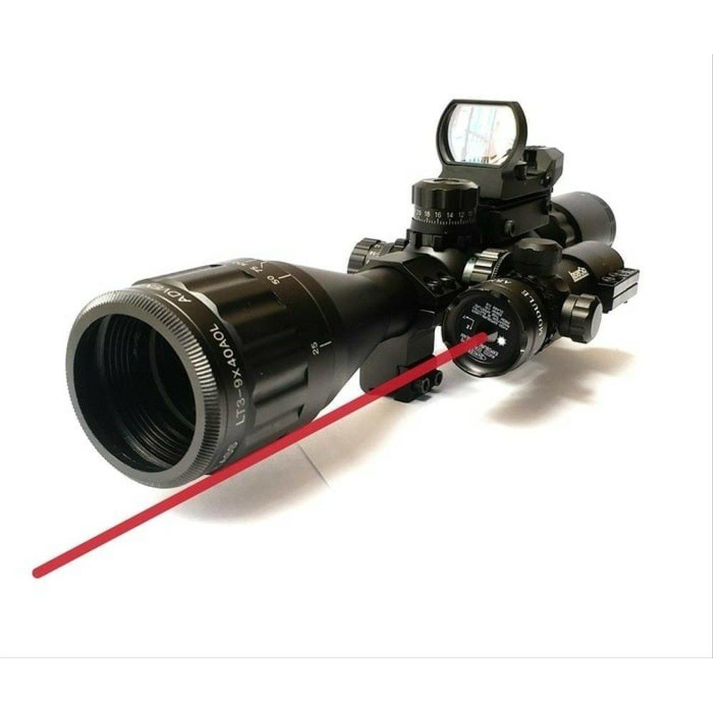 Teleskop Senapan Angin SNIPER 3-9X40 Telescope Holographic Sight &amp; Red Laser Scope Fuul Tactical