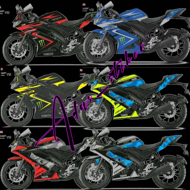 Decal motor R15 V3 striping variasi Yamaha R15 biru Movistar monster stiker list r15 / 155
