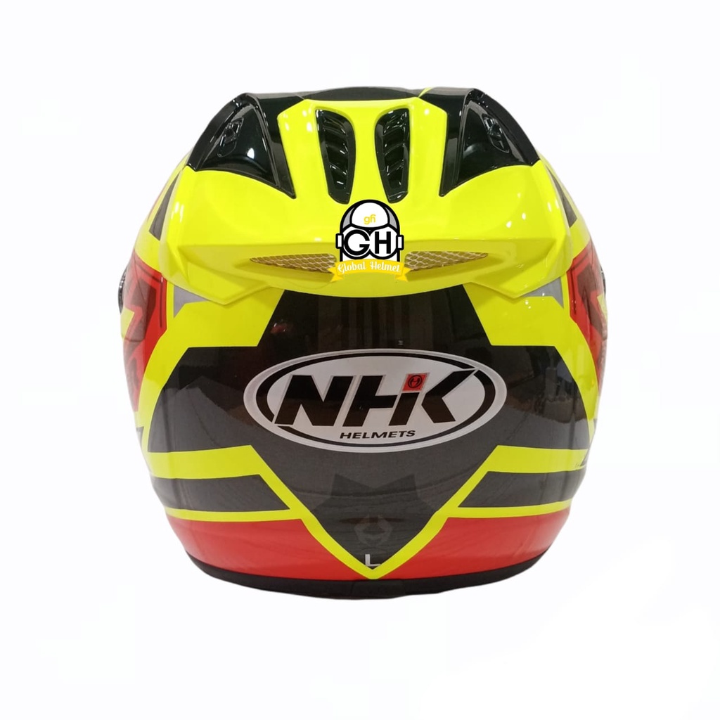 HELM NHK R6 MOTIF STARCO YELLOW FLO RED HALF FACE NHK R6 MOTIF