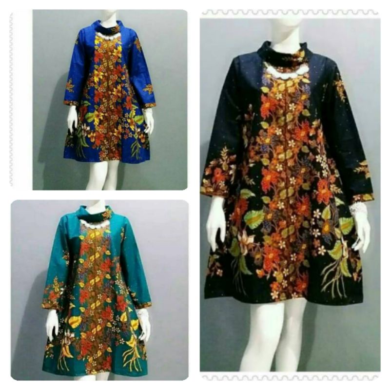 Tunik batik canda motif bunga ( s m L XL XXL XxxL 4L )