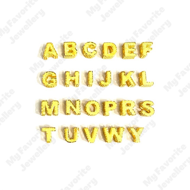 Liontin Huruf Inisial Balok Liontin Emas Asli Kadar 700 dan 875 untuk gelang tali | My Favorite Shop