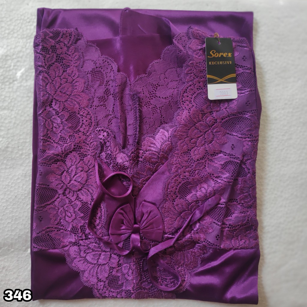 K346 - BAJU TIDUR LINGERIE SOREX  PREMIUM SATIN LOOK RENDA CANTIK  BT 7003