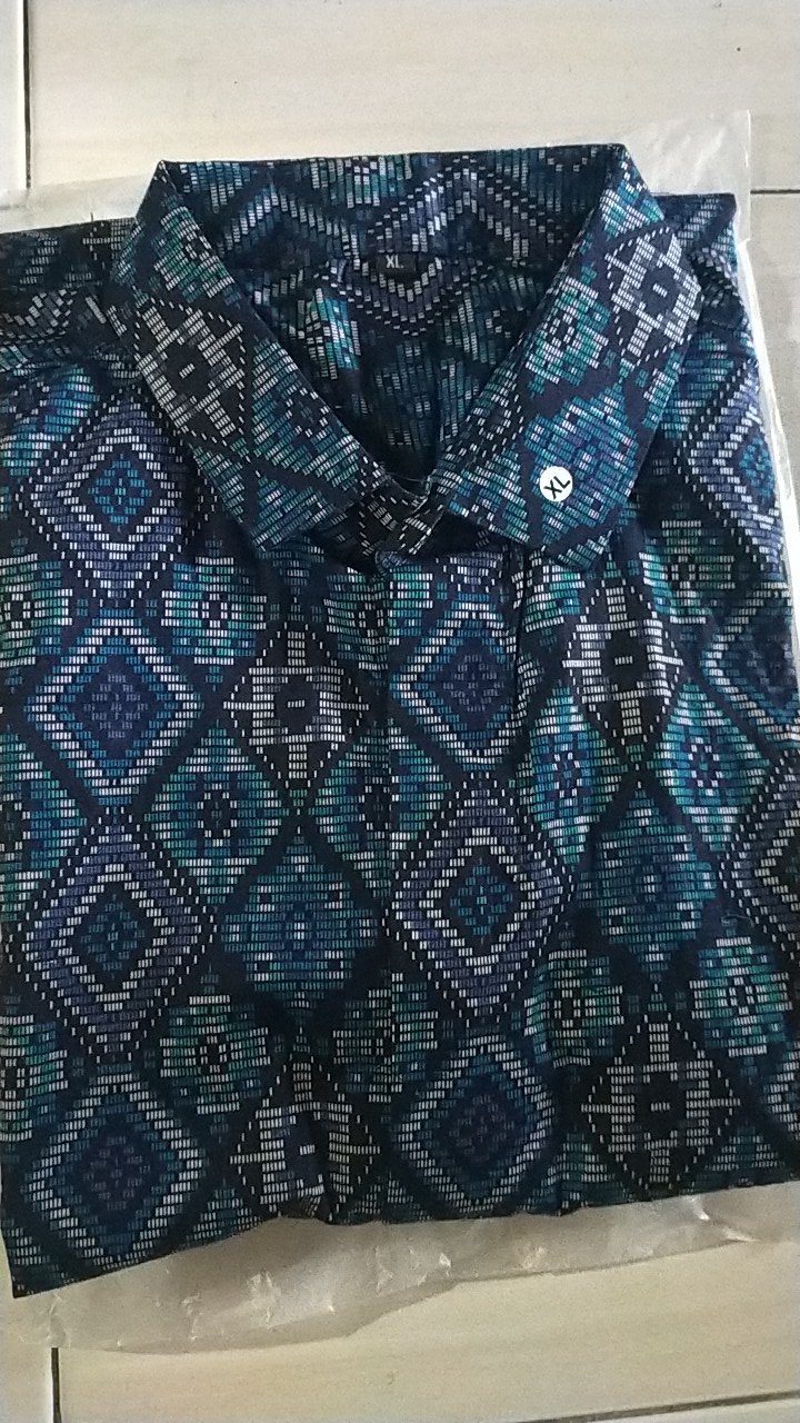 Baju Batik Kemeja Batik Pria Lengan Panjang Songket Diamond Coklat Brown Modern Slimfit Casual