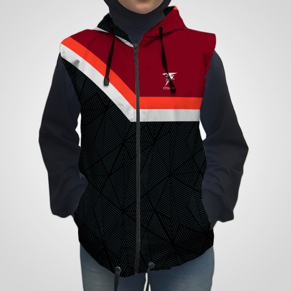 Rompi Printing Parasut Wanita Pria Vest Hoodie Olahraga Running dan Sepeda VJS-011 Custom