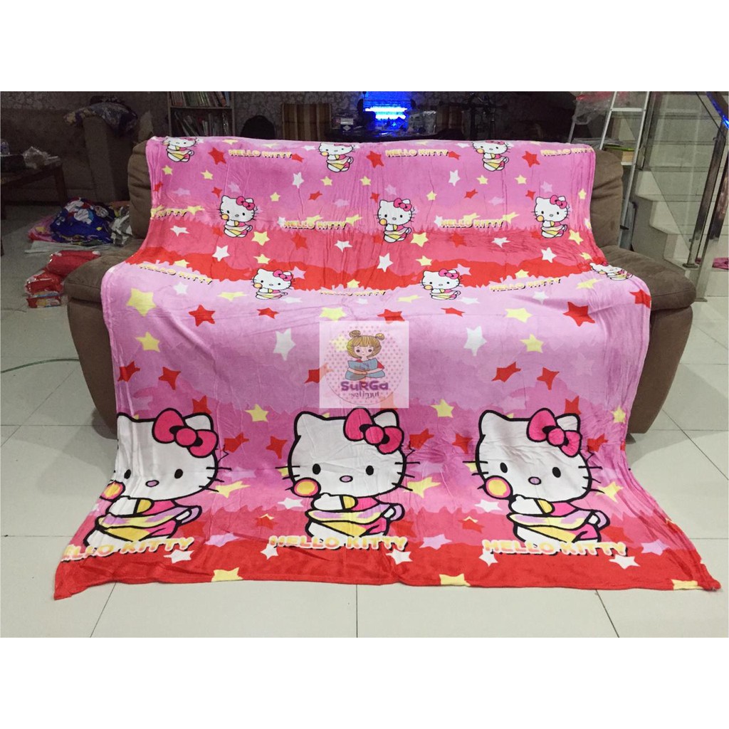 SELIMUT SLIMUT SLIMBUT BLANKET BULU LEMBUT SAHRINI MOTIF HELLO KITTY PINK Shopee Indonesia