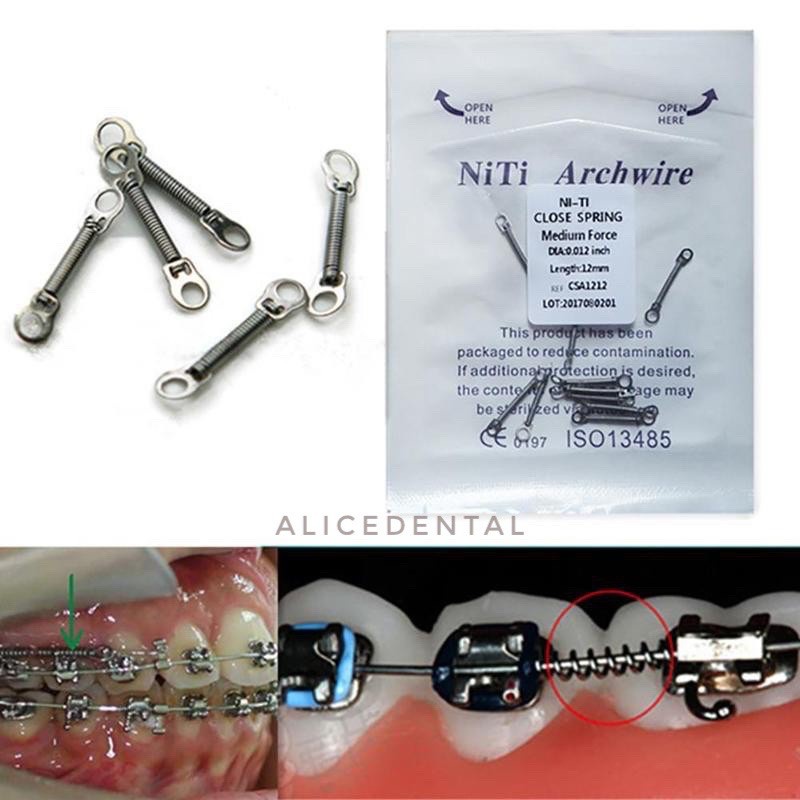 Dental close coil spring medium force CCS closed wire per pegas ortho orthodontic behel braces 9mm 9 mm kawat gigi