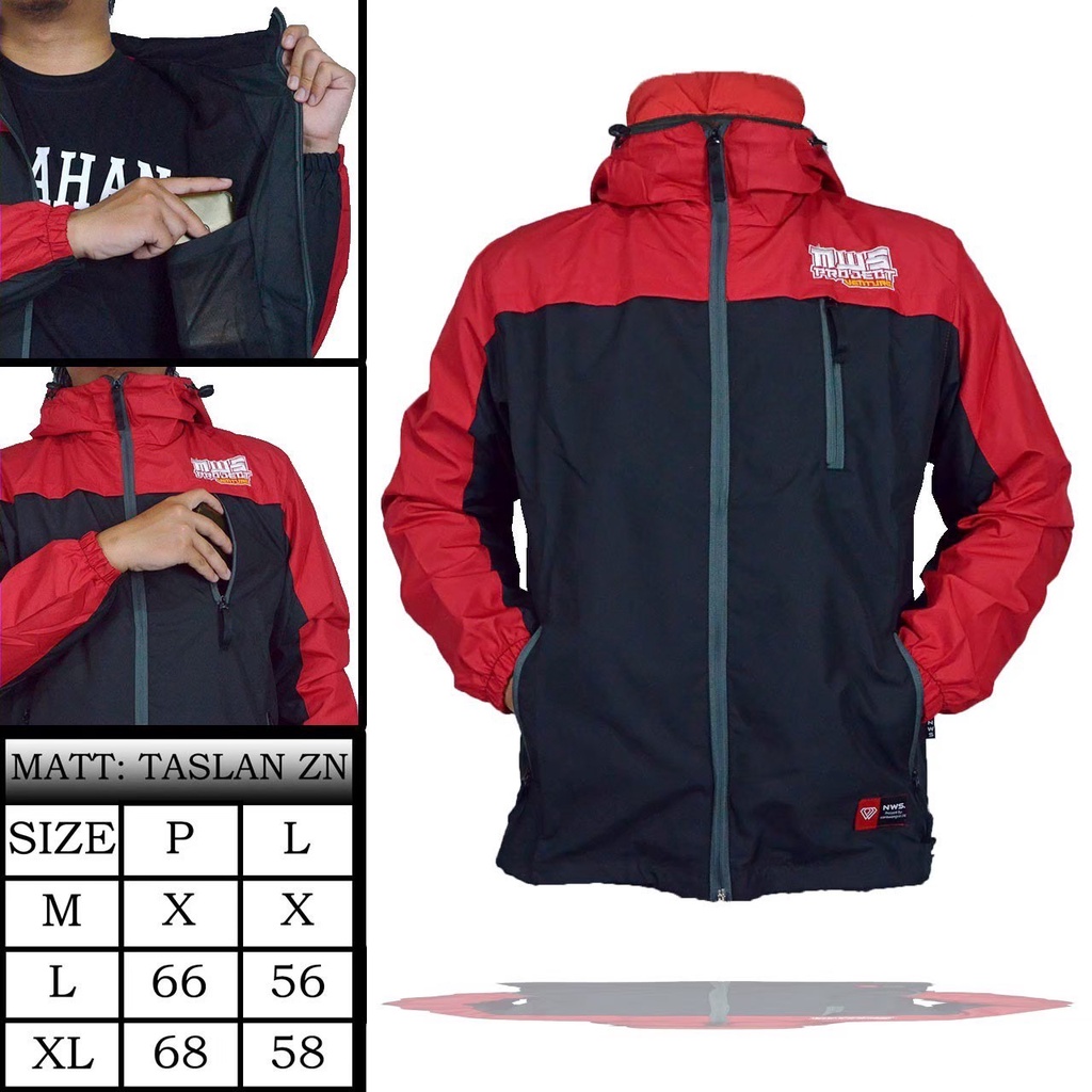 Jaket Gunung Outdoor Pria Wanita Taslan Anti Air Angin Polos NWS Original M L XL