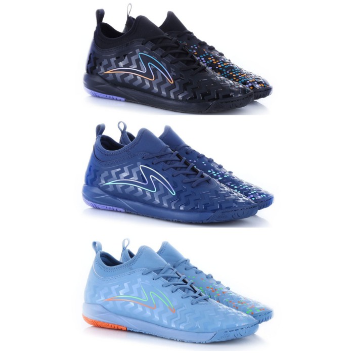 SEPATU FUTSAL SPECS CYANIDE GALAXY IN BLACK, DARK LEAD & NAVY MODULAR