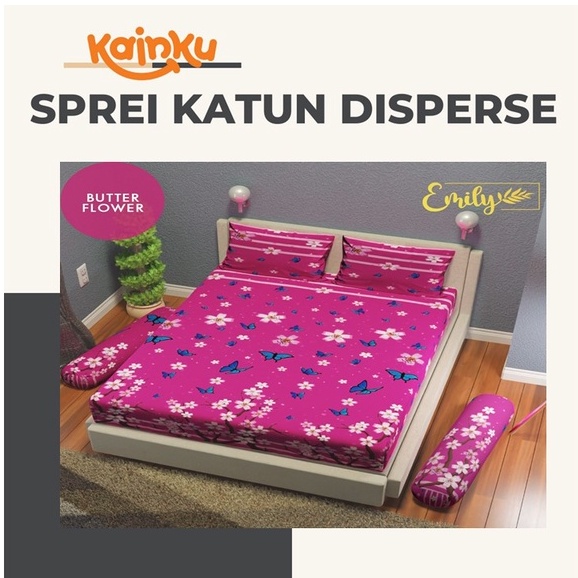 Sprei Homemade Micro Disperse Motif Cherry Dots &amp; Butter Flower pink fanta Tidur Nyenyak 100 120 160 &amp; 180