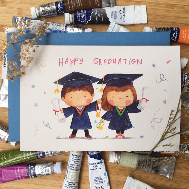 

Kartu ucapan watercolor lucu - graduation by Mentol Art