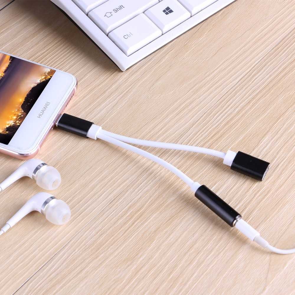 Konektor Komputer Adapter 2 in 1 3.5mm Headphone+USB Type C Terbaru Multifungsi Smartphone Terbaru