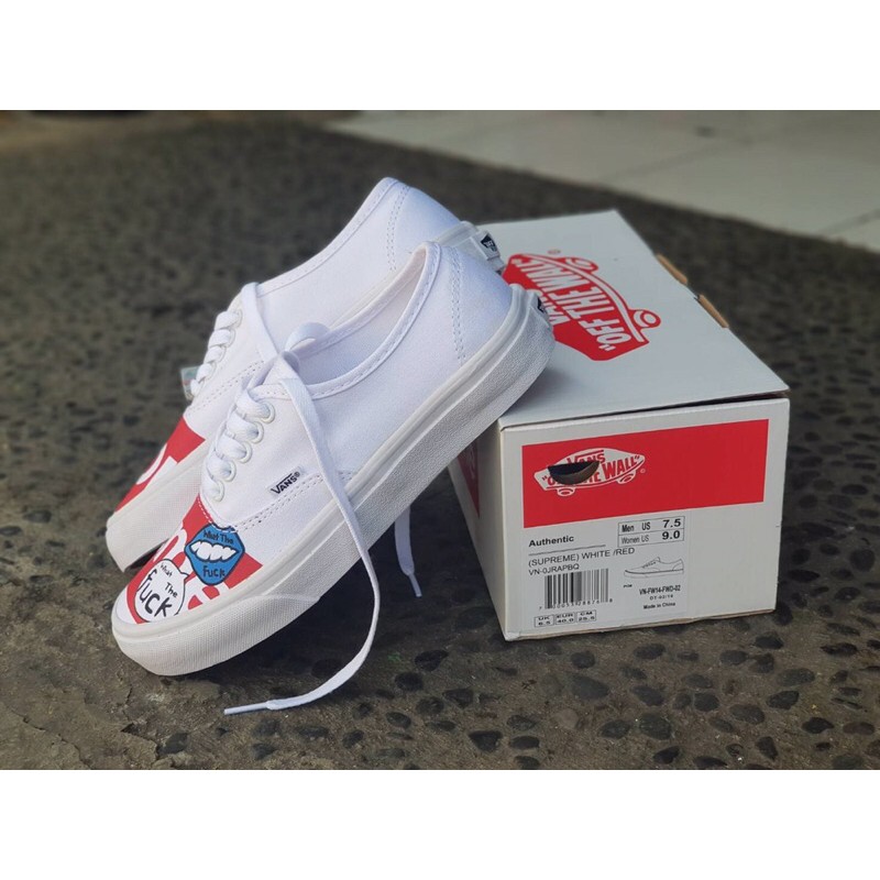 vans authentic supreme white/red